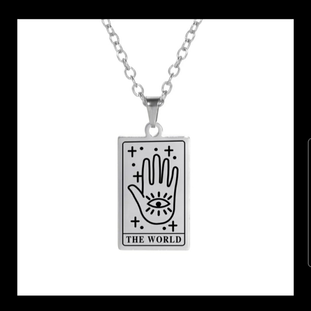"THE WORLD" Tarot Card Necklace